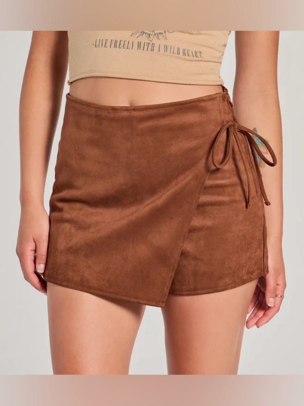Mi Ami Suede Wrap Mini Skort western cowgirl concert festival fall girly shorty